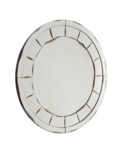 Rusper Round Mosaic Effect Wall Mirror In Antique Silver Frame