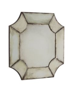 Rusper Curved Corner Wall Mirror In Antique Silver Frame