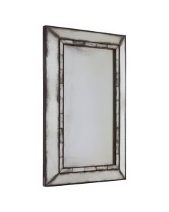 Rusper Rectangular Tiled Wall Mirror In Antique Silver Frame