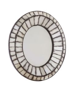 Rusper Oval 3D Mosaic Wall Mirror In Antique Silver Frame