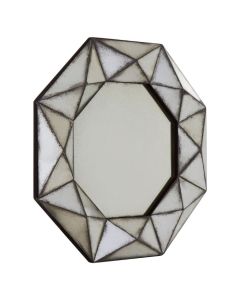 Rusper Octagonal 3D Wall Mirror In Antique Silver Frame