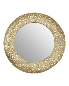 Templar Wall Bedroom Mirror In Warm Gold Frame Pebble Effect