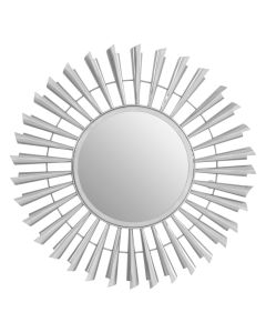 Templar Wall Bedroom Mirror In Silver Frame Sunburst Effect