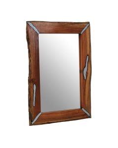 Arica Round Wall Mirror In Natural Acacia Wood Frame