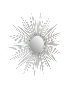 Cristal Sunburst Wall Bedroom Mirror In Silver Metal Frame