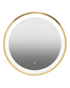 Avelino Round Illuminated Bathroom Mirror In Gold Frame