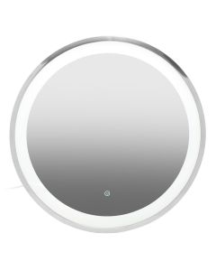 Avelino Round Illuminated Bathroom Mirror In Silver Frame