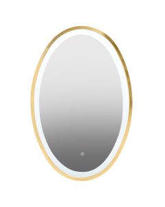 Avelino Oval Illuminated Bathroom Mirror In Gold Frame