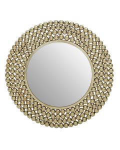 Templar Wall Bedroom Mirror In Gold Frame Beaded Effect