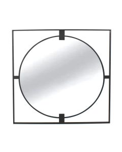 Trento Large Square Wall Mirror With Black Metal Frame