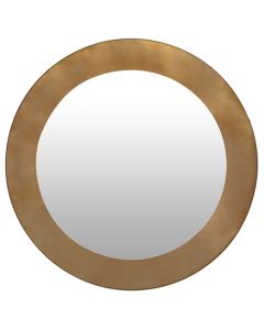 Grenoble Round Wall Mirror With Brushed Gold Metal Frame