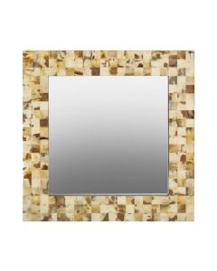 Obra Mother Of Pearl Wall Mirror With Cream Wooden Frame