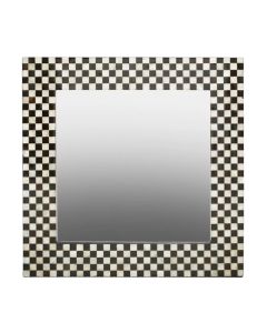Obra Mother Of Pearl Square Wall Mirror With Black And White Wooden Frame