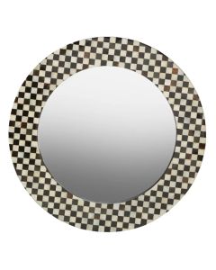 Obra Round Assorted Shell Wall Mirror With Black And White Wooden Frame