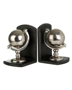 Kensington Townhouse Globe Bookends In Silver