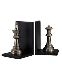 Kensington Townhosue King And Queen Chess Bookends In Antique Black