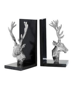 Koper Aluminium Set Of 2 Stag Bookends With Marble Base