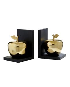 Koper Aluminium Set Of 2 Apple Bookends In Silver