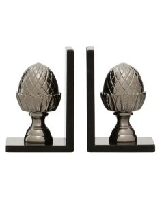 Koper Aluminium Set Of 2 Acorn Bookends In Silver