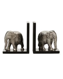 Koper Aluminium Set Of 2 Elephant Bookends In Silver