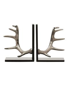 Koper Aluminium Set Of 2 Antler Bookends In Silver