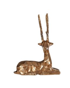 Decorative Metal Sitting Stag In Gold