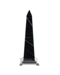Renata Large Glass Sculpture In Black With Chrome Metal Base