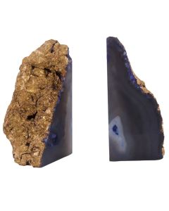 Bowerbird Agate Stone Bookends In Blue Gold