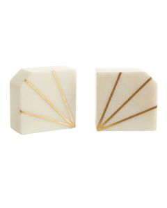 Sena Marble Set Of 2 Bookends In White And Brass