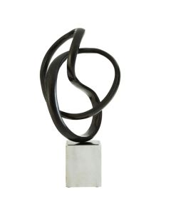 Mirano Aluminium Knot Sculpture In Black With Marble Base