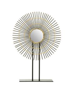 Mirano Small Metal Quill Sculpture In Gold With White Marble Base