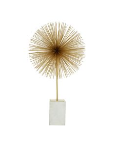 Mirano Metal Starburst Sculpture In Gold With White Marble Base