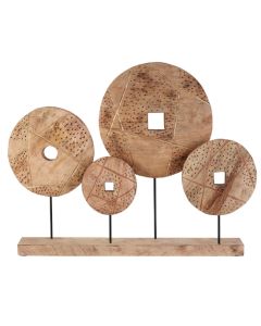Elementi Mango Wood 4 Discs Wooden Sculpture In Natural