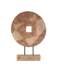 Elementi Round Wooden Disc Sculpture In Natural