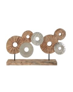 Elementi Mango Wood 7 Discs Wooden Sculpture In Natural