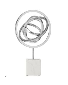 Mirano Steel Spiral Sculpture In Polished Silver With Block Stand