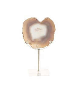 Bowerbird Agate Stone Sculpture In White And Silver