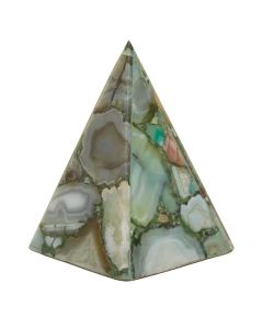 Bowerbird Agate Stone Obelisk Sculpture In Green