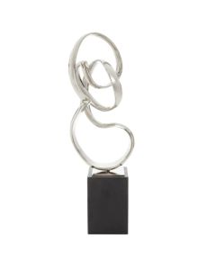 Mirano Metal Knot Sculpture In Nickel With Black Marble Base