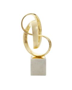 Mirano Aluminium Knot Sculpture In Gold With White Marble Base