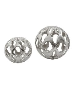 Kensington Townhouse Aluminium Set Of 2 Deco Ball Set In Nickel