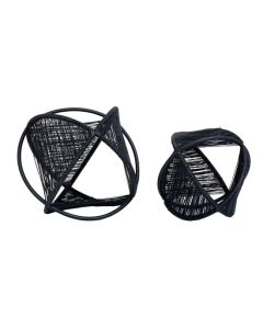 Enzo Metal Set Of 2 Wire Ball Ornaments In Black