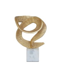 Evra Sculpture In Gold With White Marble Base