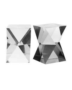 Carrie Glass Set Of 2 Crystal Geometric Bookends In Metallic Grey