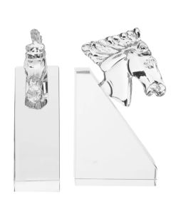 Carrie Glass Set Of 2 Horse Bookends In Clear