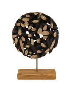 Seraya Small Teak Wood Sculpture In Natural And Black