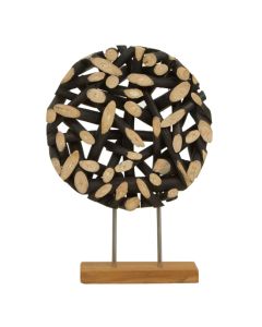 Seraya Large Teak Wood Sculpture In Natural And Black