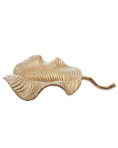 Prato Aluminium Wavy Leaf Dish In Rough Gold