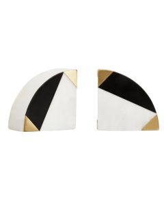 Oleena Onyx Stone Set Of 2 Bookends In Black And White