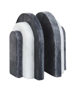 Oxana Marble Set Of 2 Bookends In Black And White